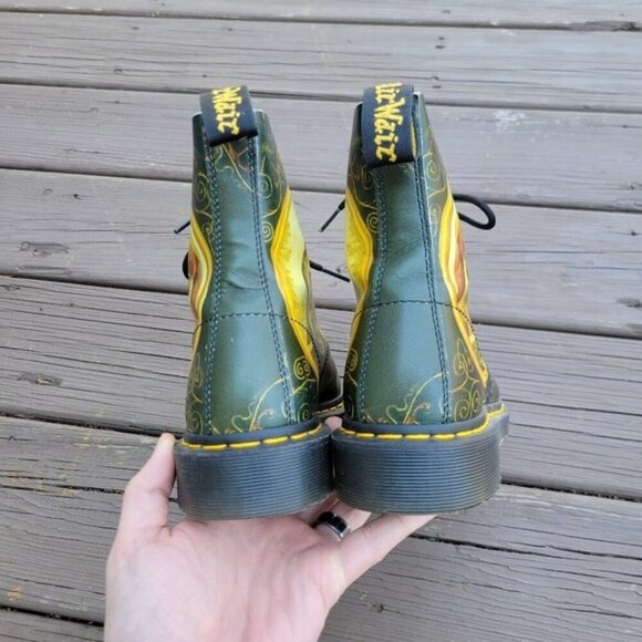Dr Martens Giovanni Di Paolo Green Leather Museum Collection Combat Boots 8 - Picture 6 of 8